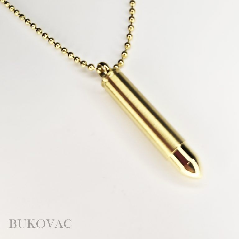 Lančić s privjeskom metka koji ima spremnik za pohranu